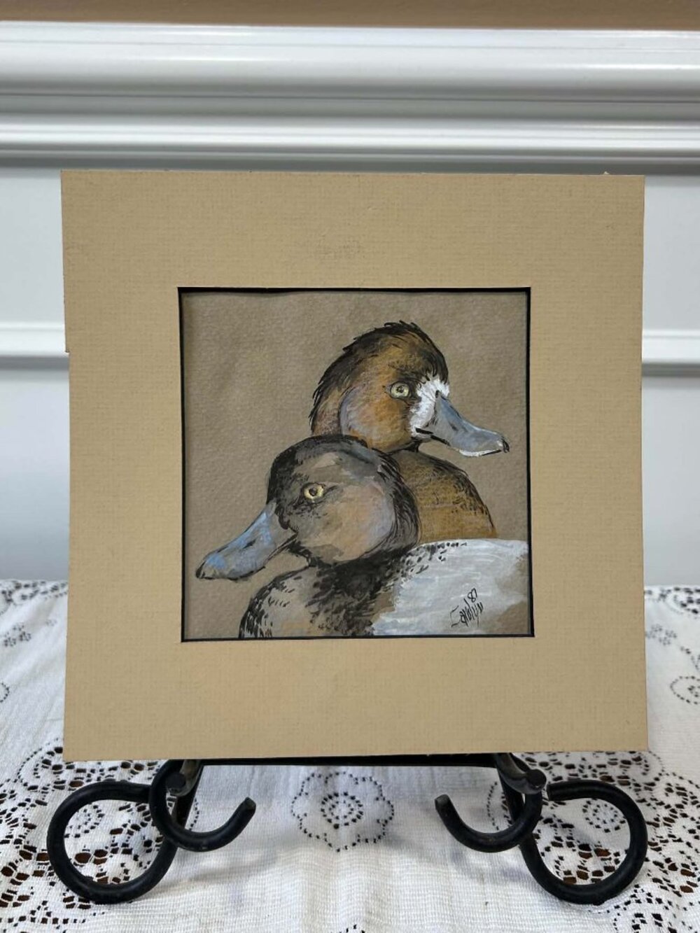 Vintage Carolyn Shores Wright 1987 Signed Original Scaup Duck Watercolor Art